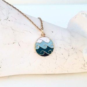 Unique Blue and Turquoise Ocean Wave Necklace